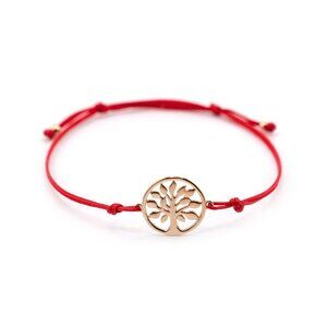 14K Rose Gold Tree Of Life Charm Red String Bracelet, Protection Bracelet